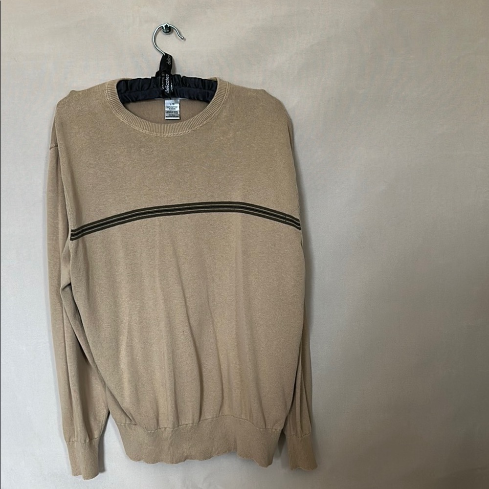 Geoffrey Beene Tan and Black Crewneck Sweater
